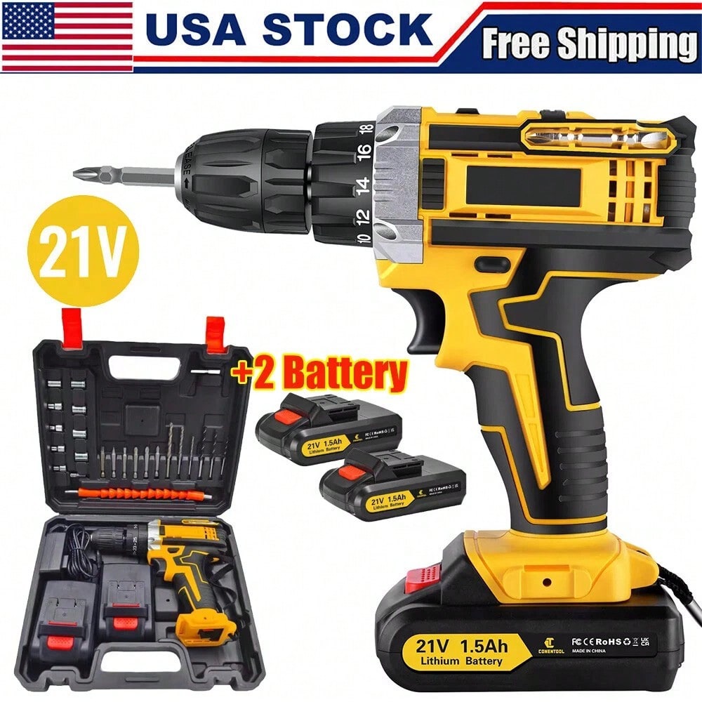 Power Tools For Construction Work - Kabelloser bürstenloser Schlagschrauber & Bohrhammer-Kombi-Set mit