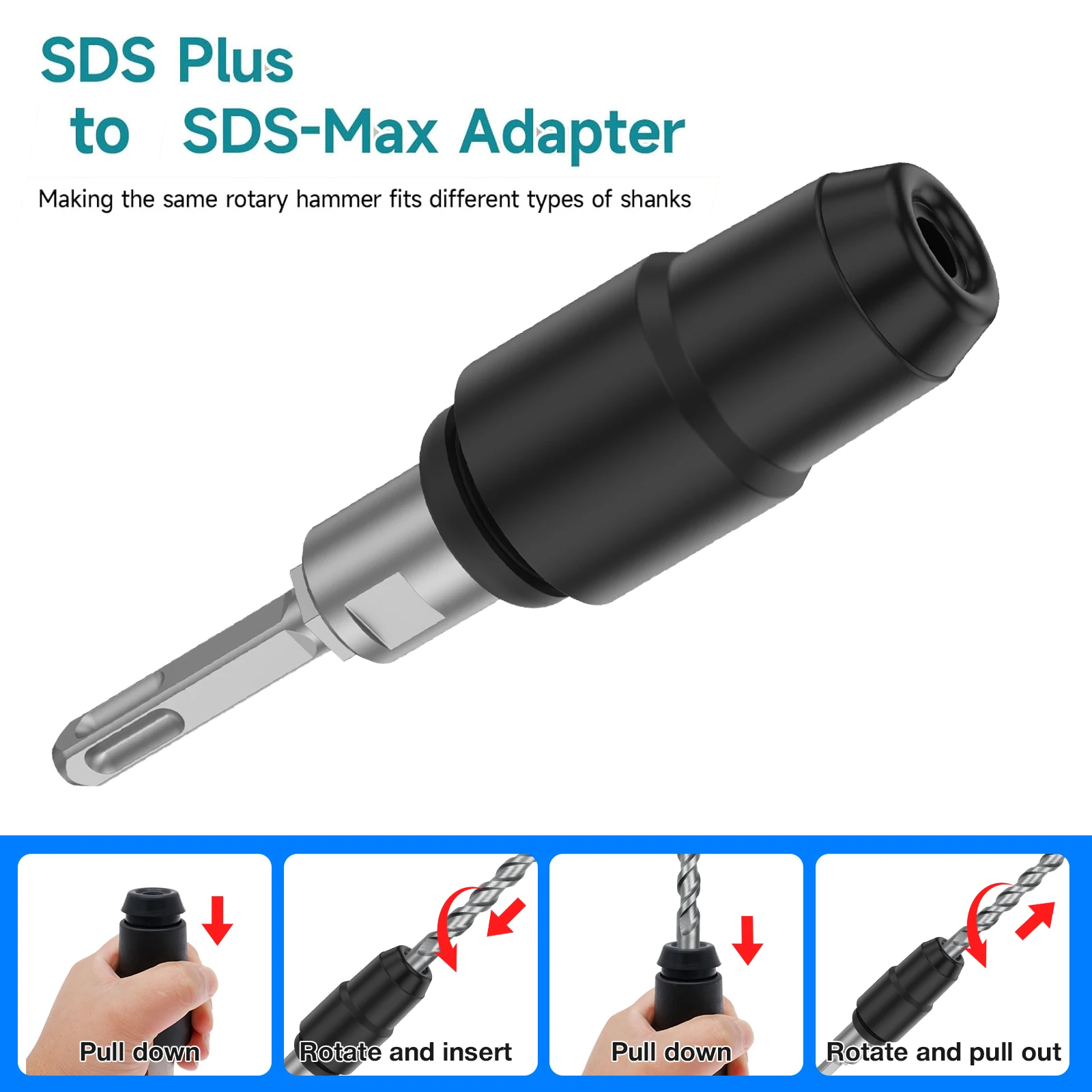 Hammer Drill Sds - SDS-Plus auf SDS-Max-Adapter für Bohrhammer, Kohlenstoffstahl,