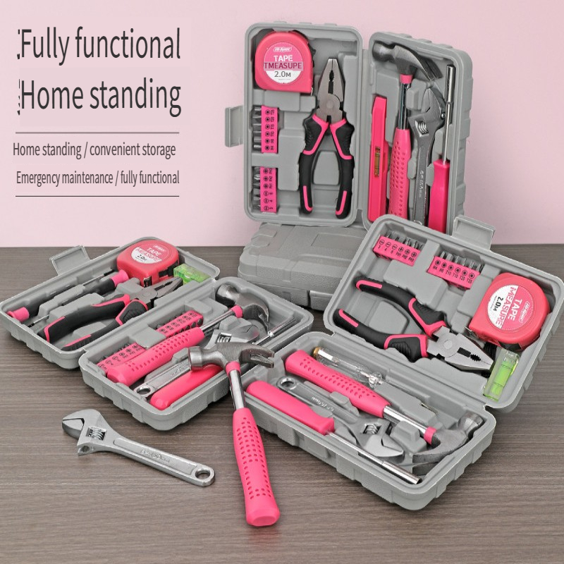 Power Tools Plumbing - 13-teiliges rosa DIY-Werkzeugset mit Elektrostift &